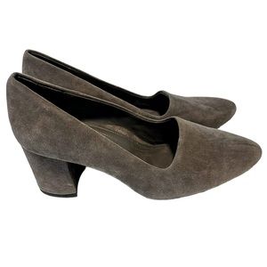 NURTURE Chunky Heel Pumps Comfort Gray Suede Leather New Never Worn No Box Sz 7